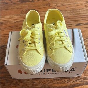Superga Womens Yellow Canvas Sneakers
